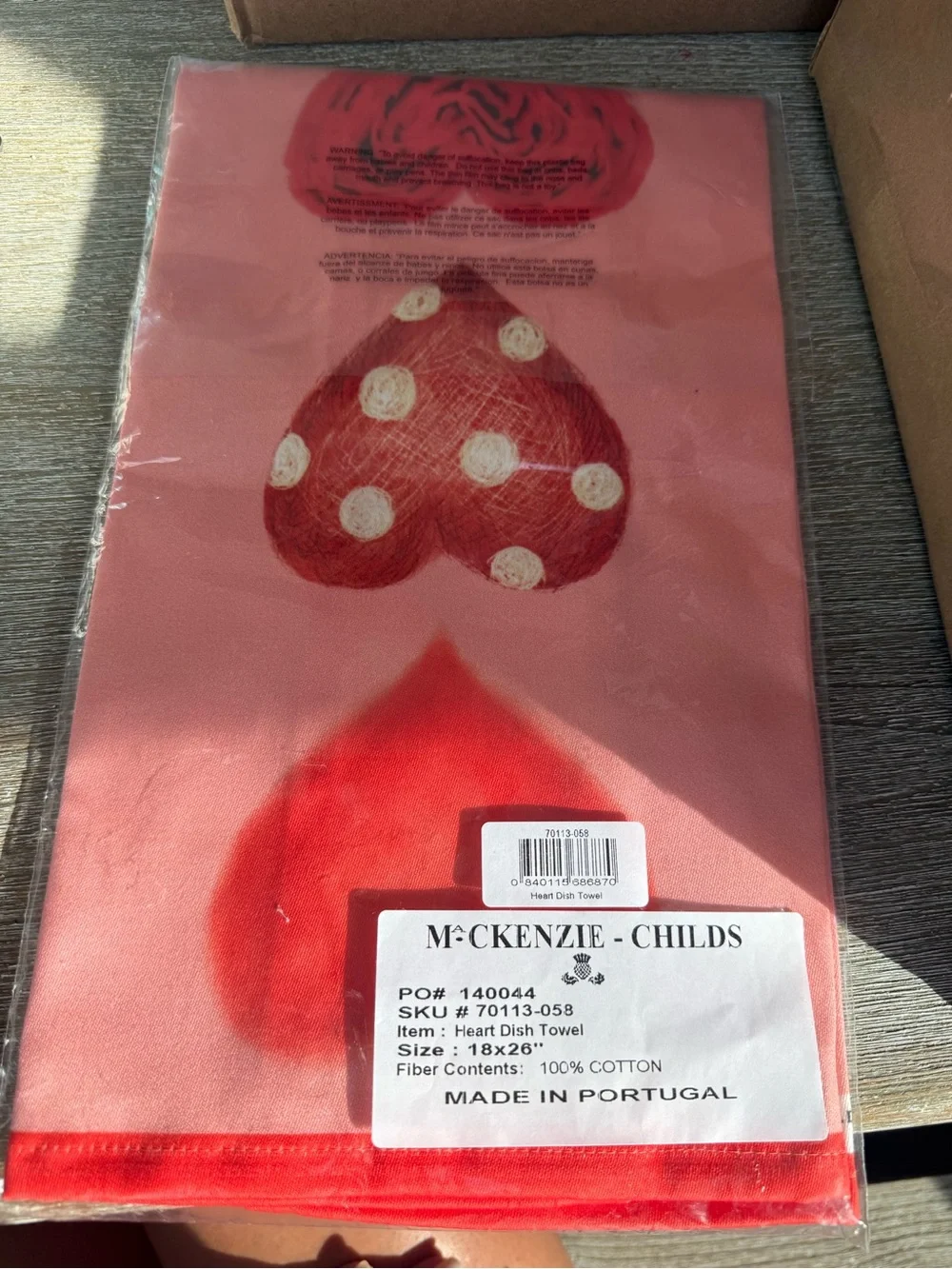 NWT Mackenzie Childs Heart Dish Towel